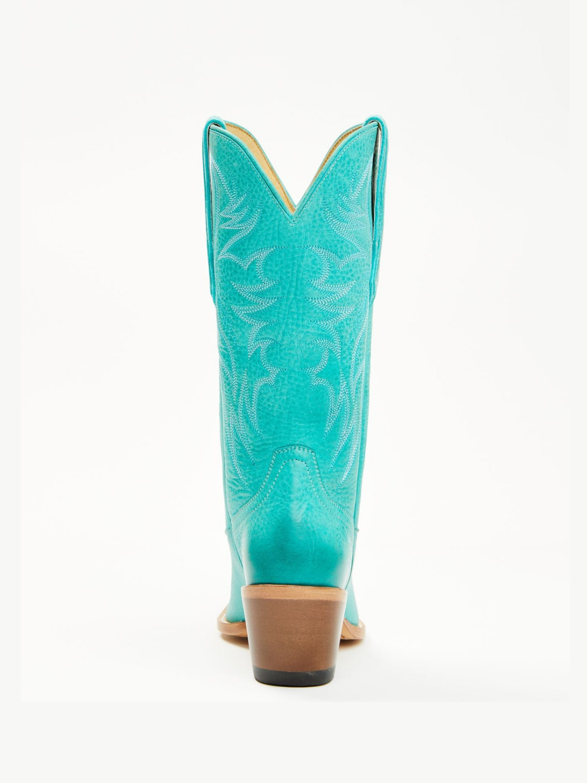 Distressed Turquoise Almond-Toe Embroidery Mid Calf Cowgirl Boots