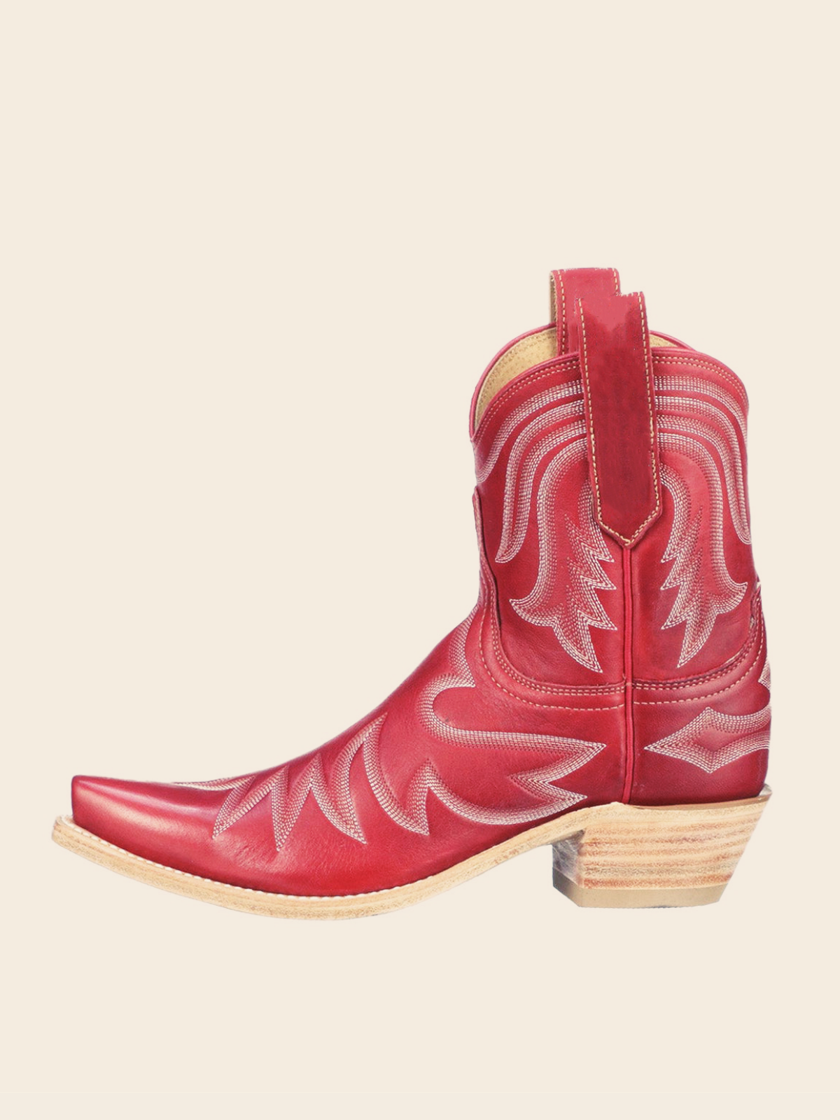 Classic Embroidery Snip-Toe Wide Mid Calf Western Boots For Women - Red