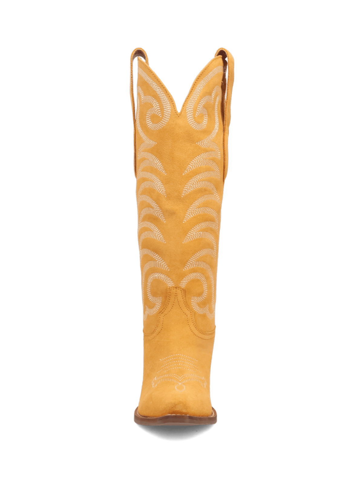 Snip-Toe Faux Suede Classic Embroidery Wide Mid Calf Cowgirl Boots - Yellow