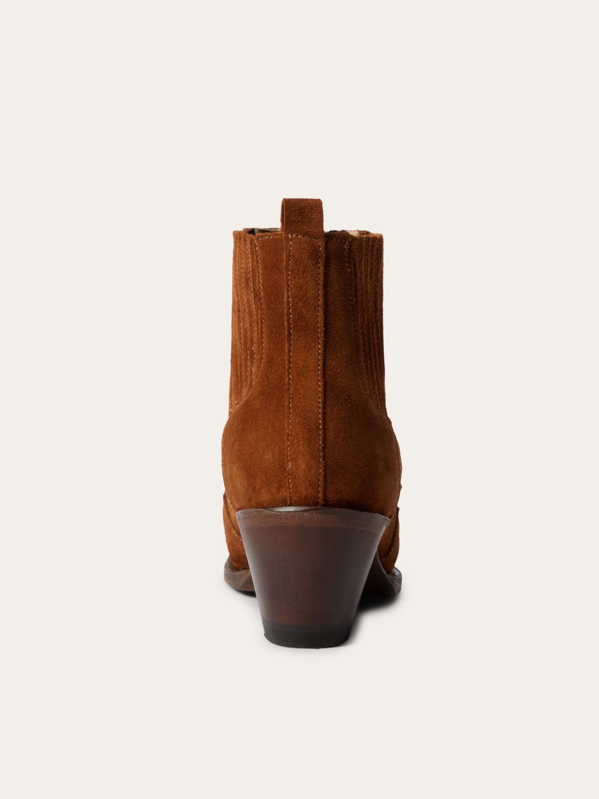 Tan Faux Suede Snip-Toe Cowgirl Ankle Booties