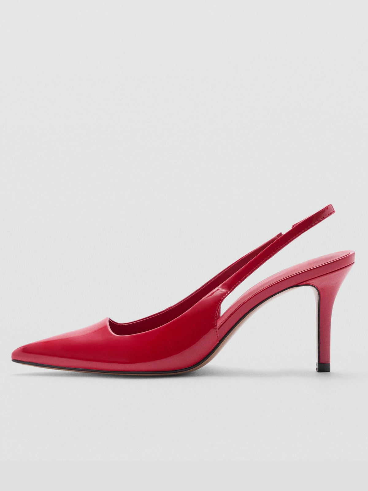 Patent Red Kitten Heels Slingback Pumps With Buckled Strap