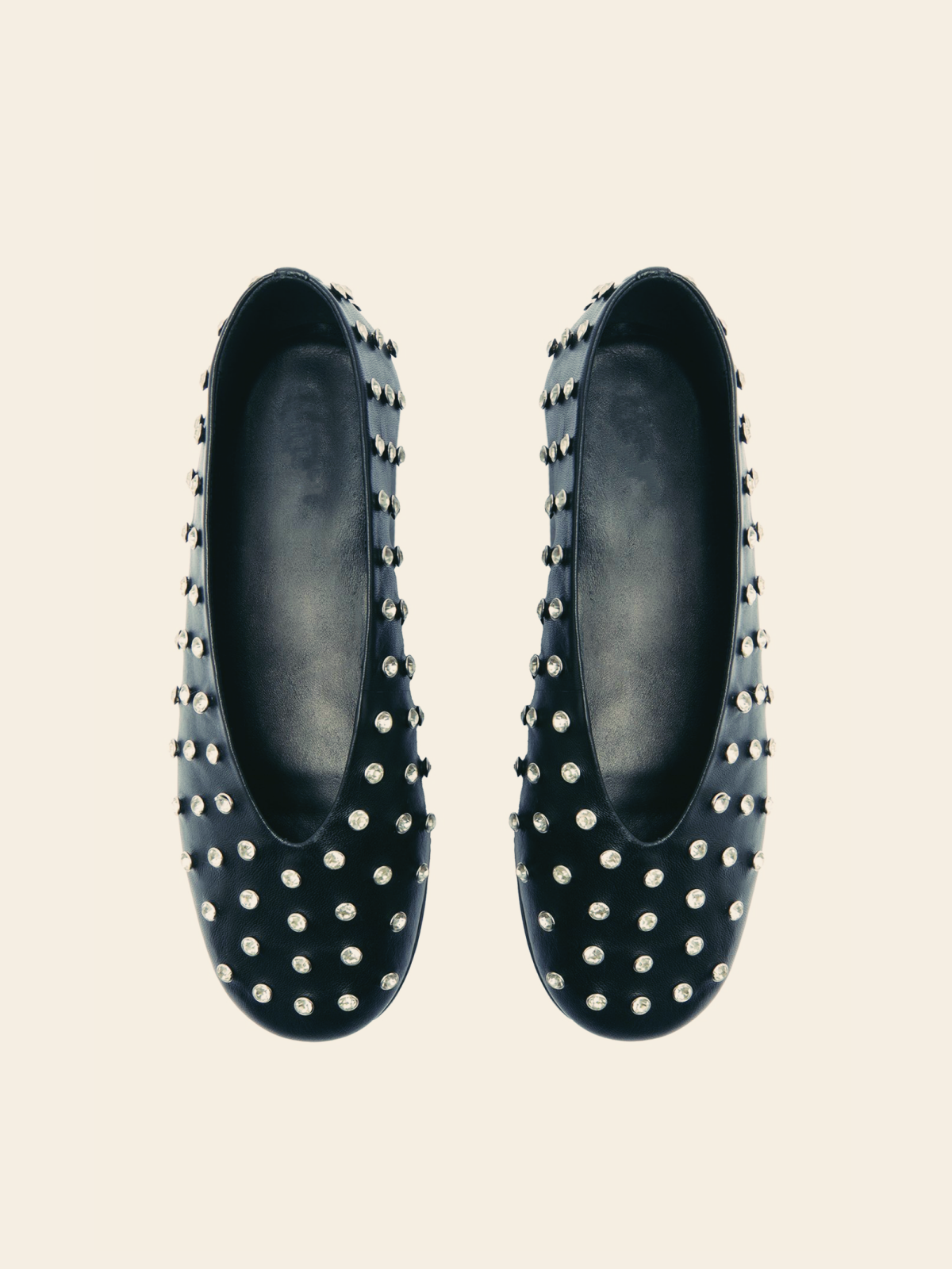 Black Sparkle Rhinestone Round Toe Slip-On Flats