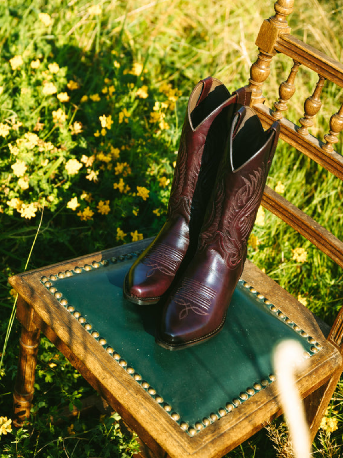 Dark Purple Snip-Toe Embroidery Wide Mid Calf Cowgirl Boots