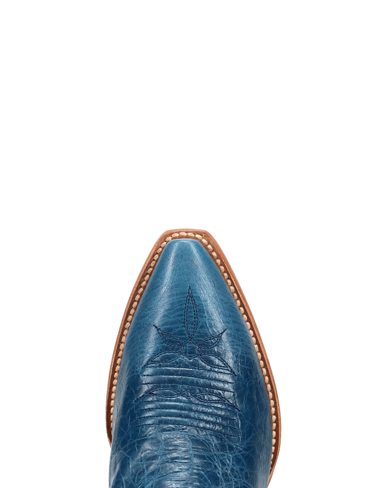 Distressed Blue Snip-Toe Classic Embroidery Mid Calf Cowgirl Boots