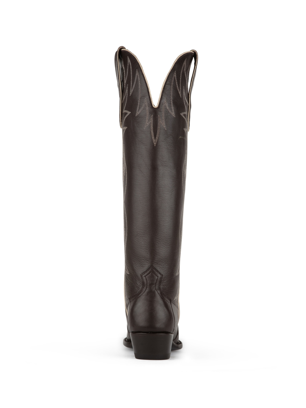 Chocolate Snip-Toe Embroidery Wide Calf Knee High Cowgirl Boots