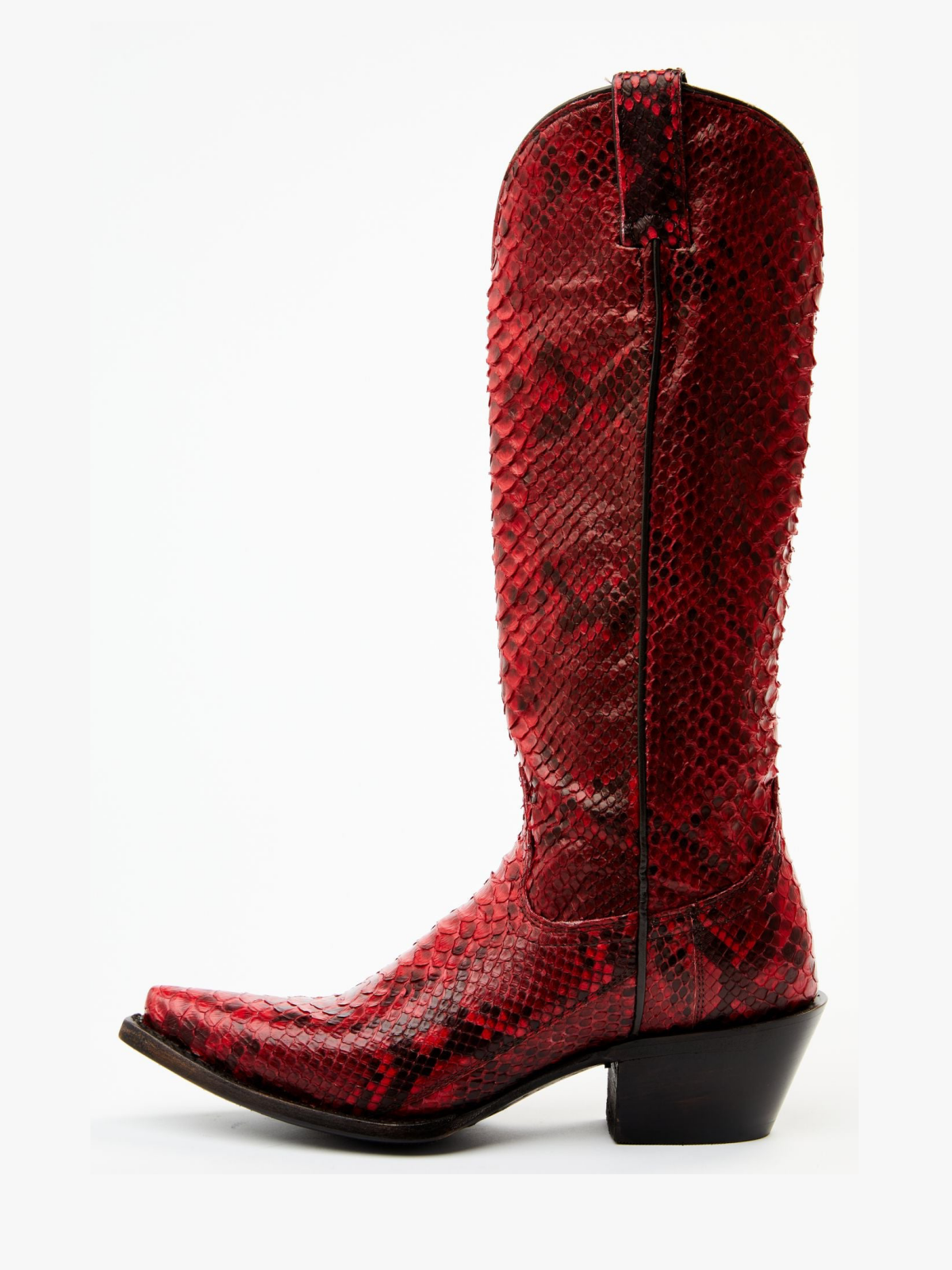 Red Snakeskin Snip-Toe Wide Calf Tall Knee High Cowgirl Boots â Fuchsia Boots
