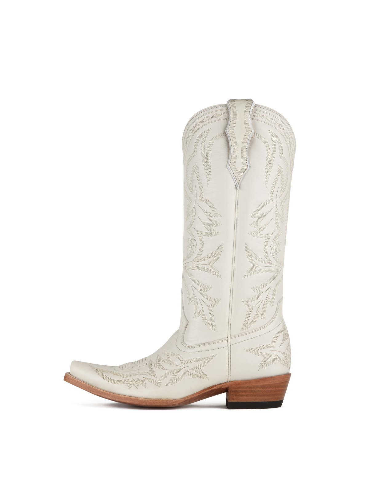 White Snip-Toe Embroidery Wide Mid Calf Cowgirl Tall Boots