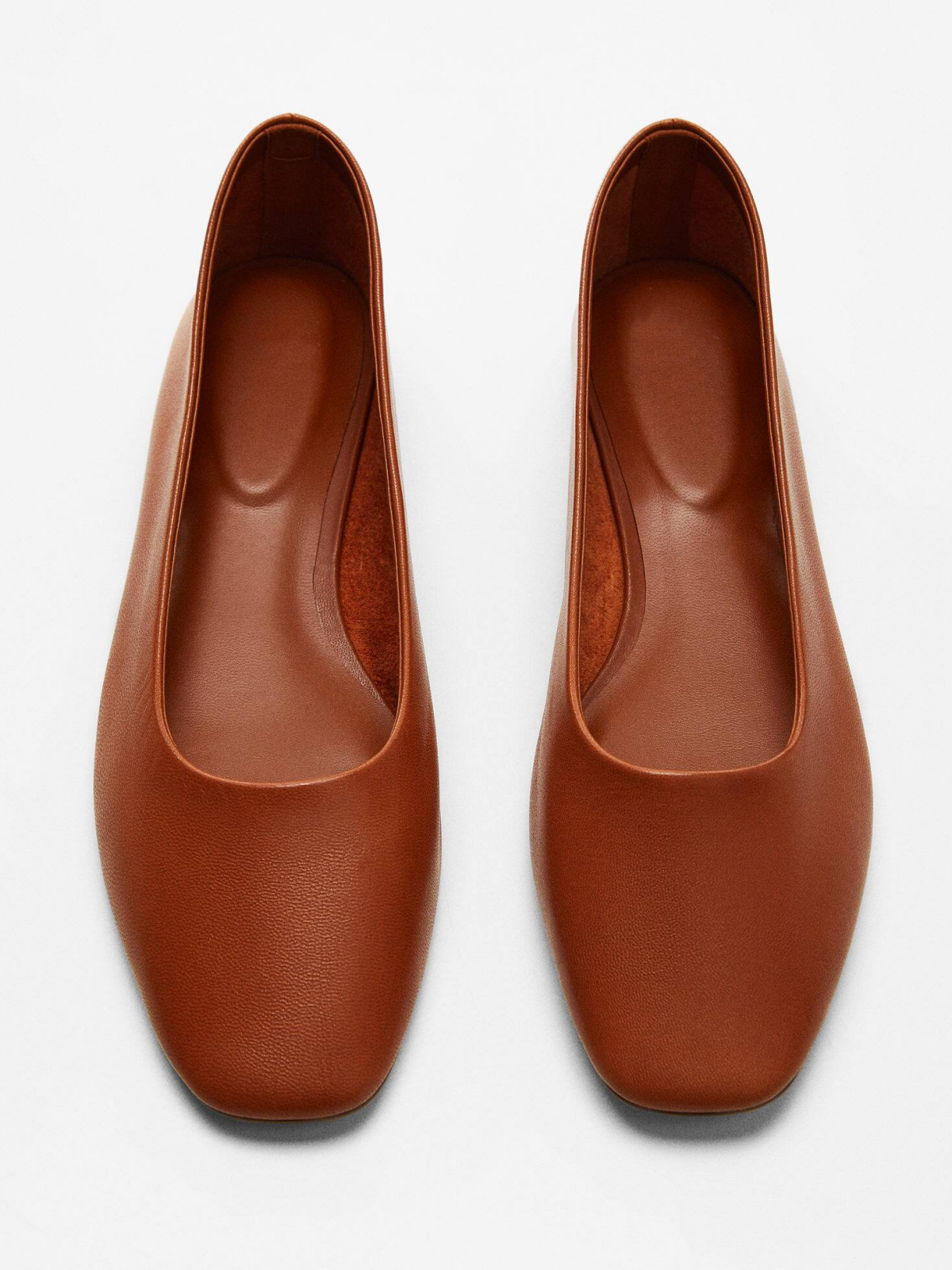 Tawny Vegan Leather Ballet Flats With Square Toe