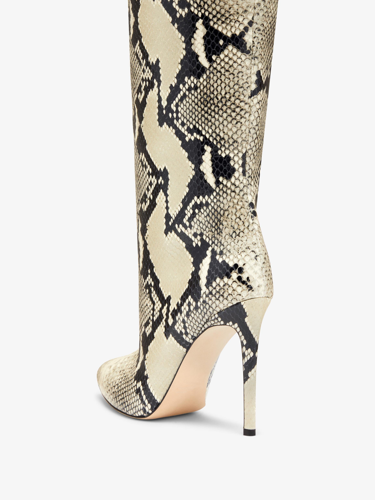 Snakeskin Pointed-Toe Wide Calf Over-The-Knee Tall Stiletto Boots