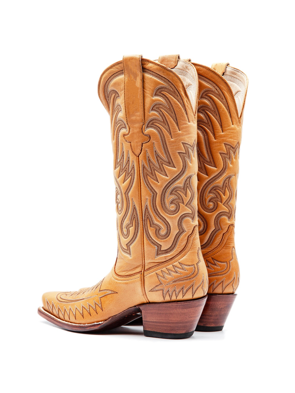 Honey Embroidery Snip-Toe Tall Wide Mid Calf Cowboy Boots For Women