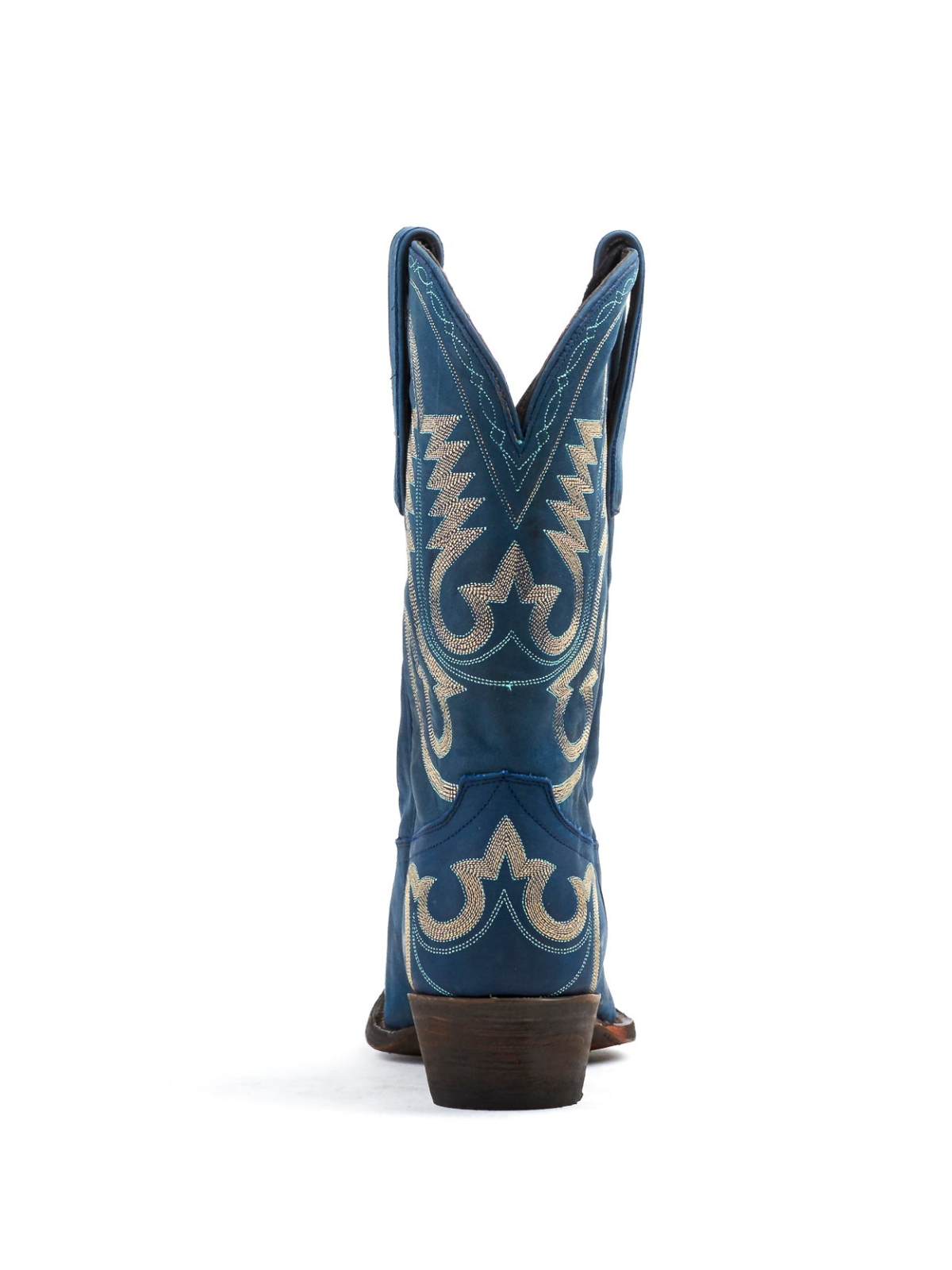 Blue Classic Snip-Toe Embroidery Wide Mid Calf Cowgirl Boots