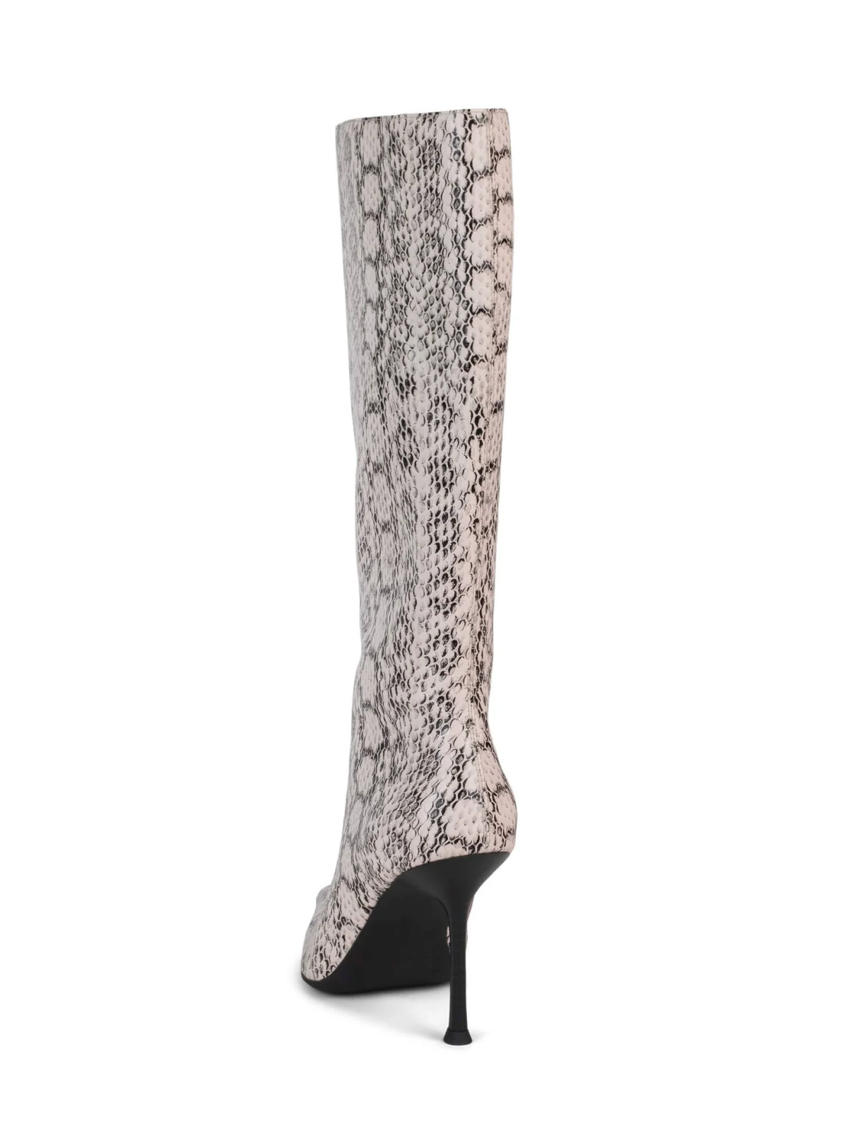 Snakeskin Pointed-Toe Full-Zip Mid Calf Stiletto Boots