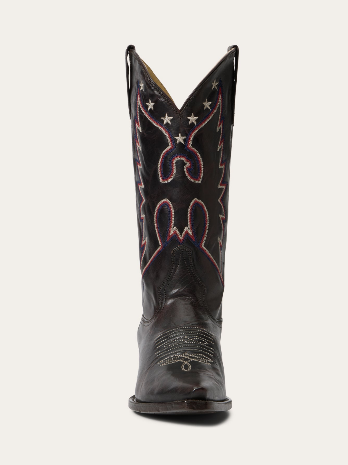 Black Snip-Toe Star Embroidery Wide Mid Calf Tall Wetsern Boots For Women