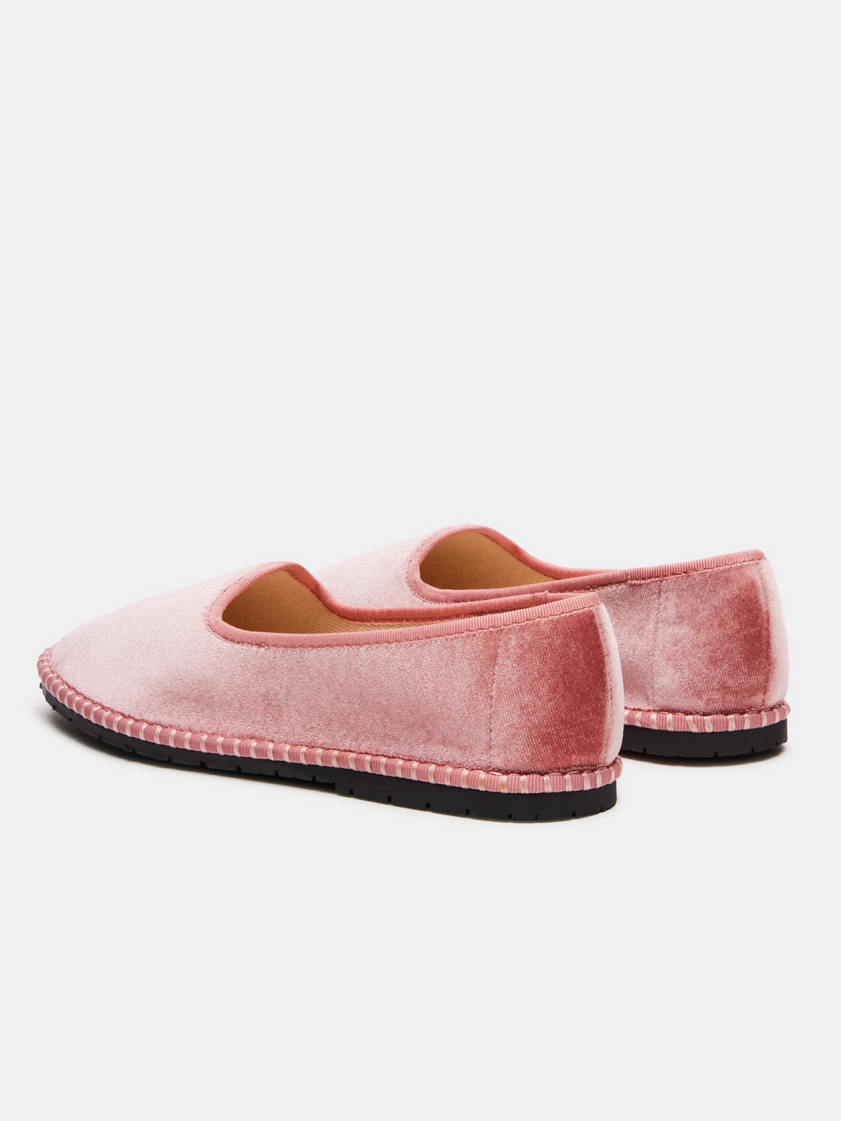 Velvet Round-Toe Slip-On Soft Loafer Flats - Pink