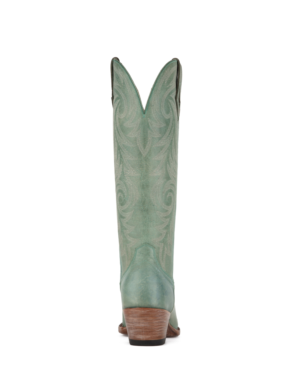 Aqua Snip-Toe Embroidery Wide Mid Calf Cowboy Tall Boots For Women