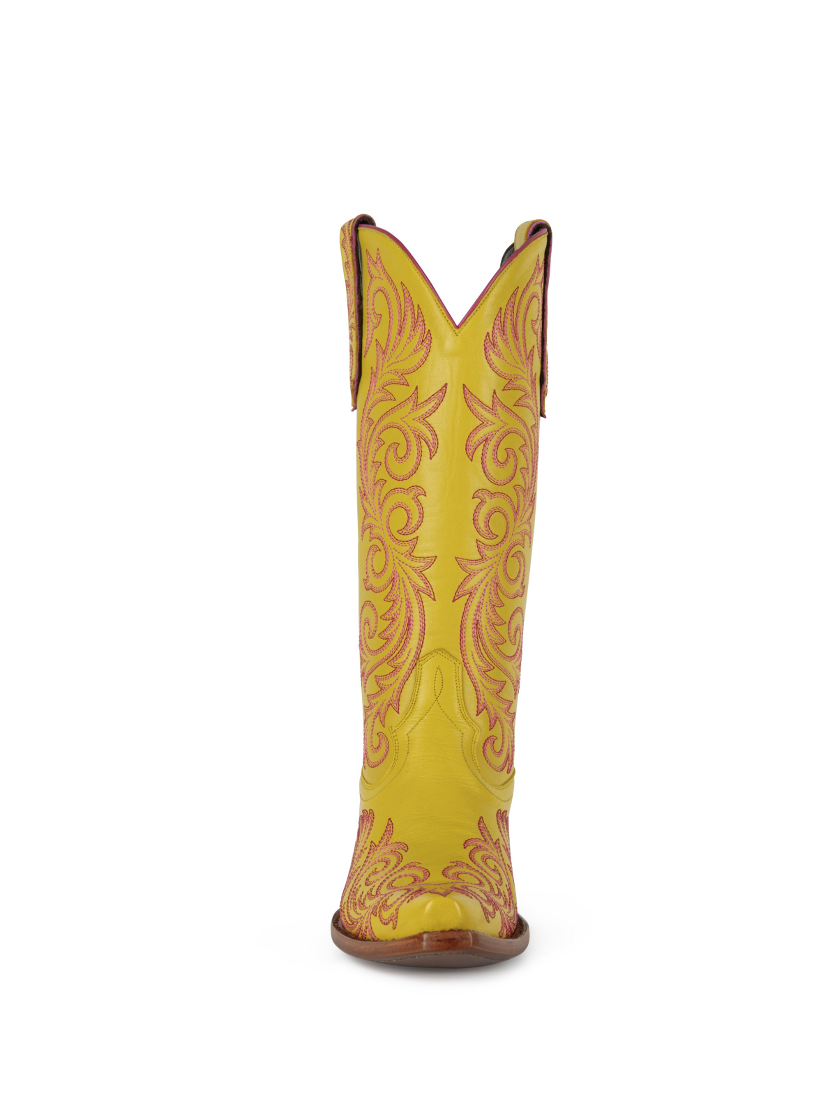 Yellow Snip-Toe Embroidery Wide Mid Calf Cowgirl Tall Boots