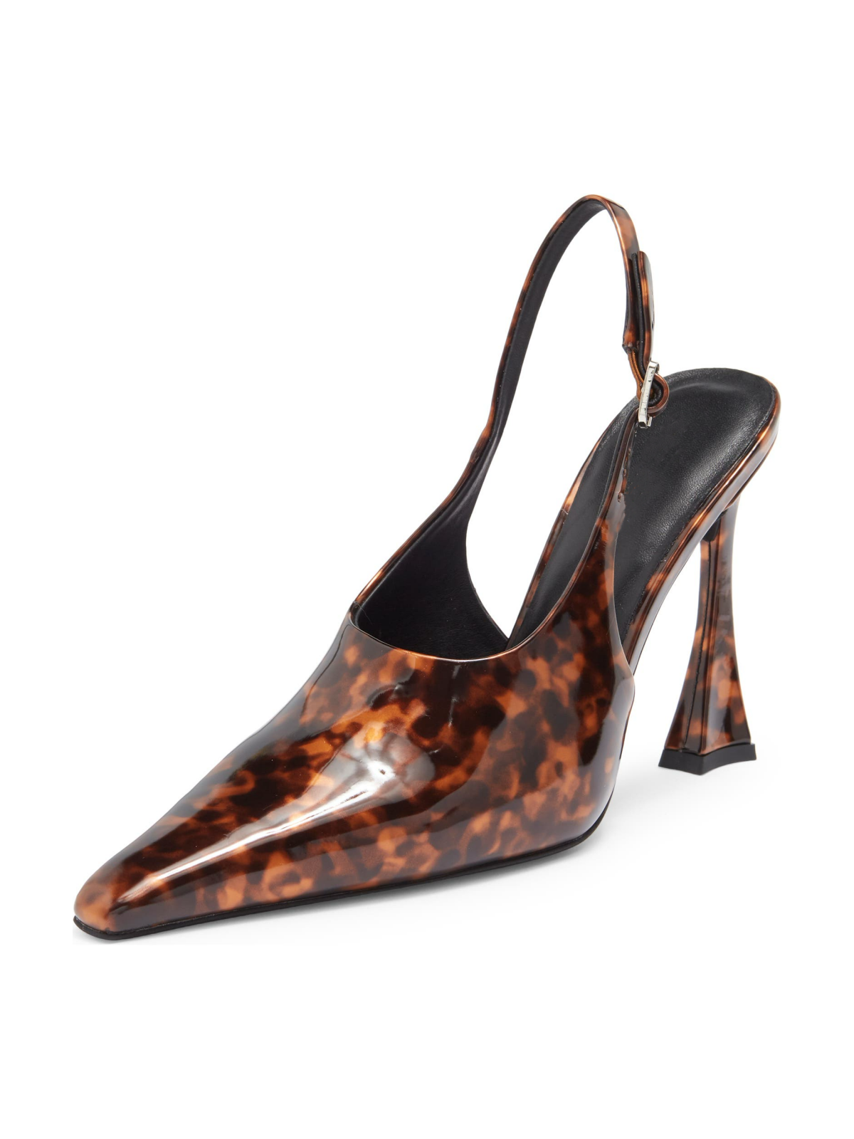 Leopard Patent Leather Pointed-Toe Slingback Pump High Heels