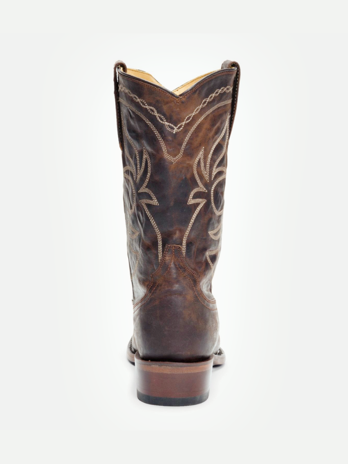 Brown Snip-Toe Embroidery Wide Mid Calf Western Boots For Women