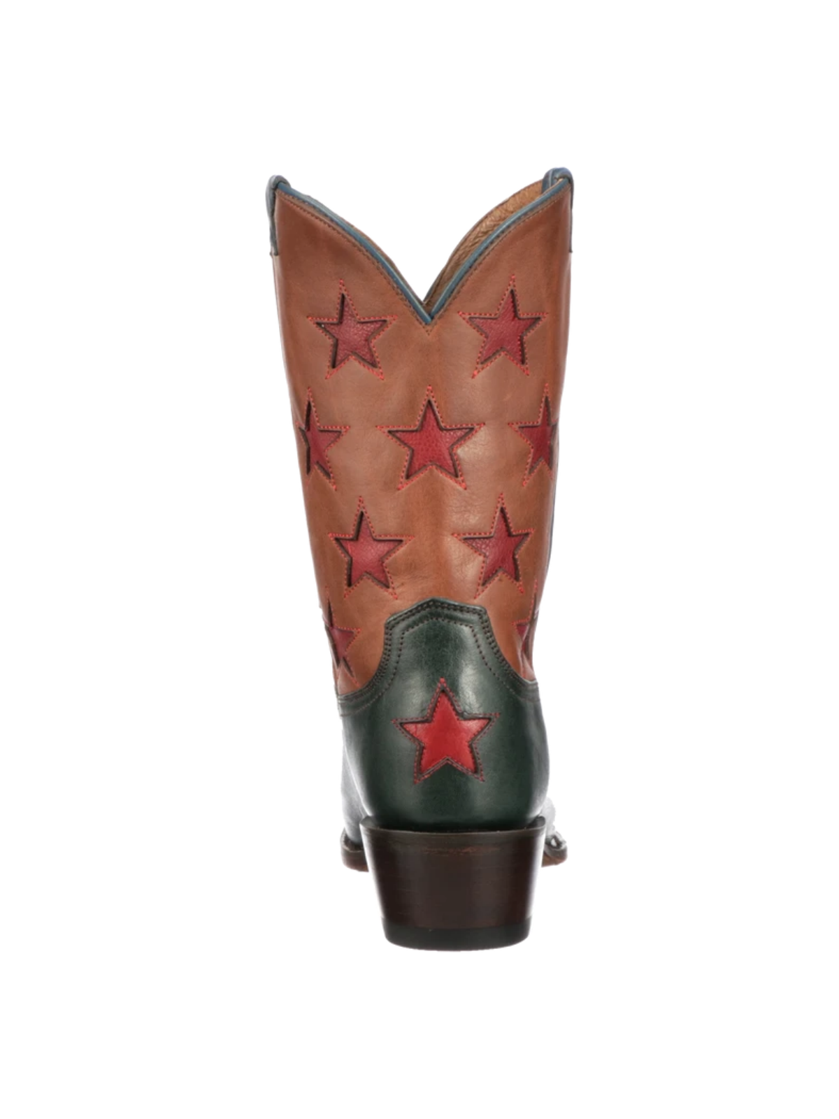 Star Inlays Snip-Toe Wide Mid Calf Western Boots For Women - Contrast Green And Tan