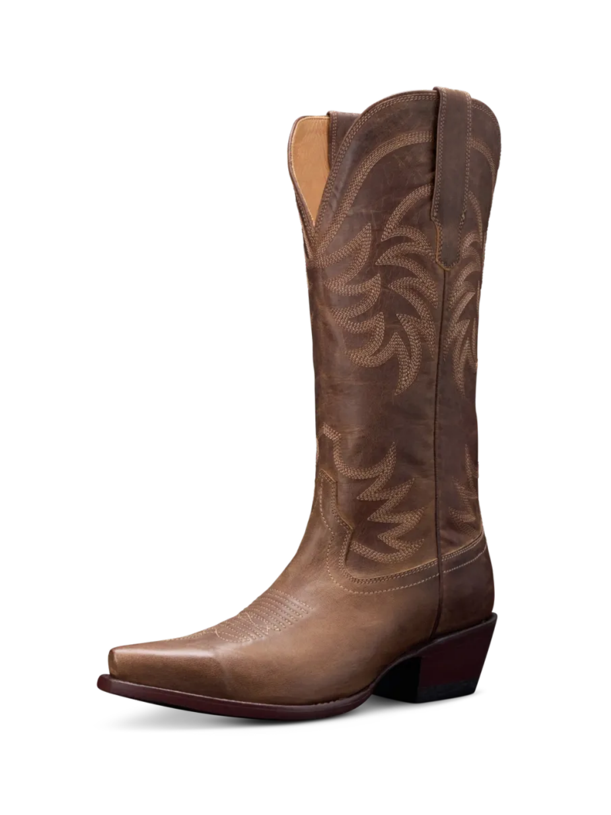 Cafe Vegan Leather Snip-Toe Embroidery Wide Mid Calf Western Boots