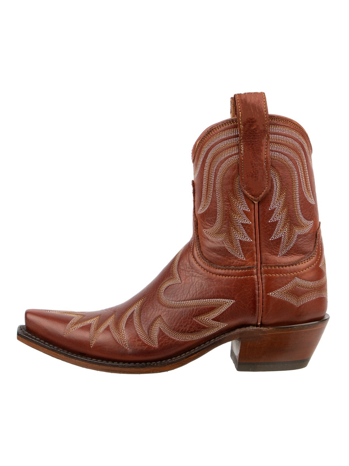 Embroidery Snip-Toe Wide Mid Calf Western Boots For Women - Mahogany