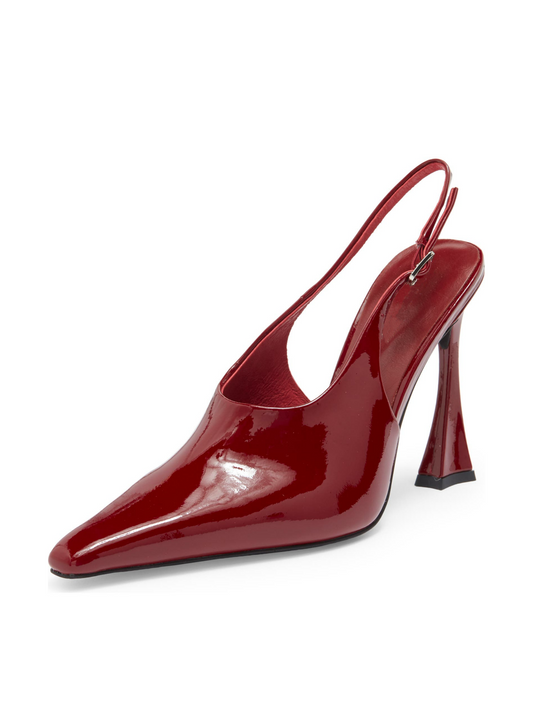 Red Patent Leather Pointed-Toe Slingback Pump High Heels