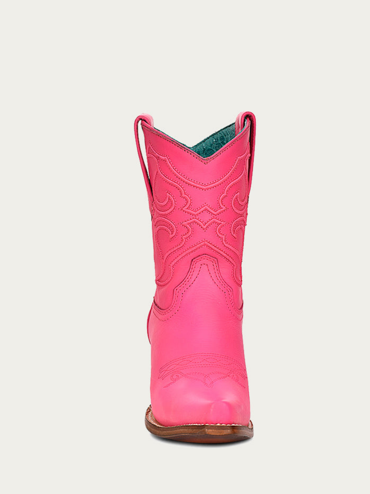 Hot Pink Snip-Toe Embroidery Wide Mid Calf Cowboy Boots For Women