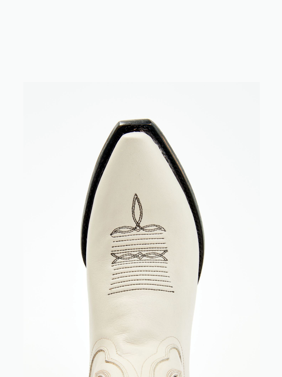 Ivory Snip-Toe Classic Inlay Embroidery Wide Mid Calf Cowgirl Boots