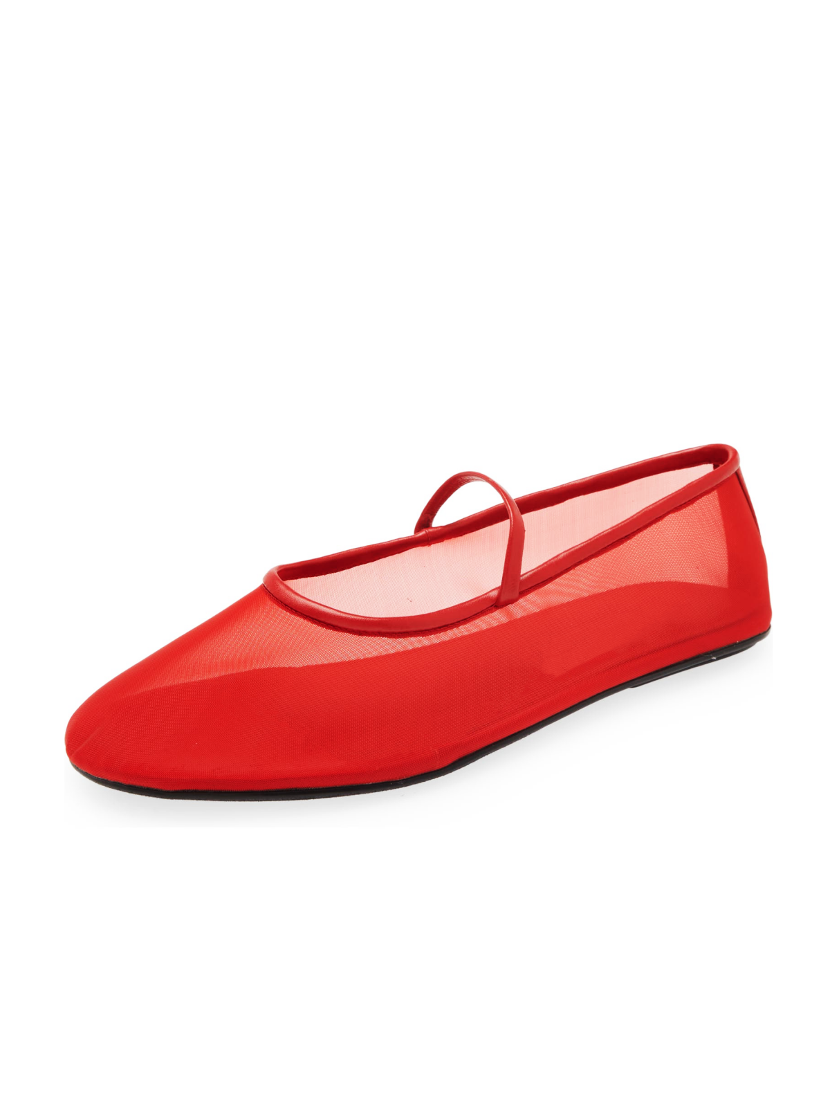 Red Semi-Transparent Mesh Ballet Flats Mary Janes