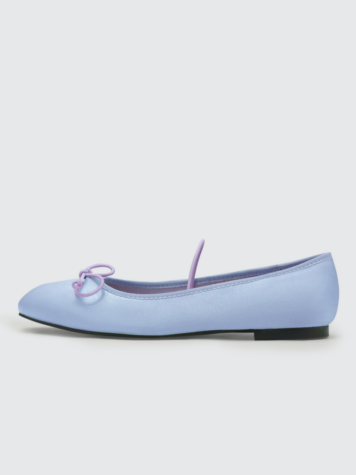 Women's Light Blue Satin Bow Ballet Flats Mary Janes With Square Toe