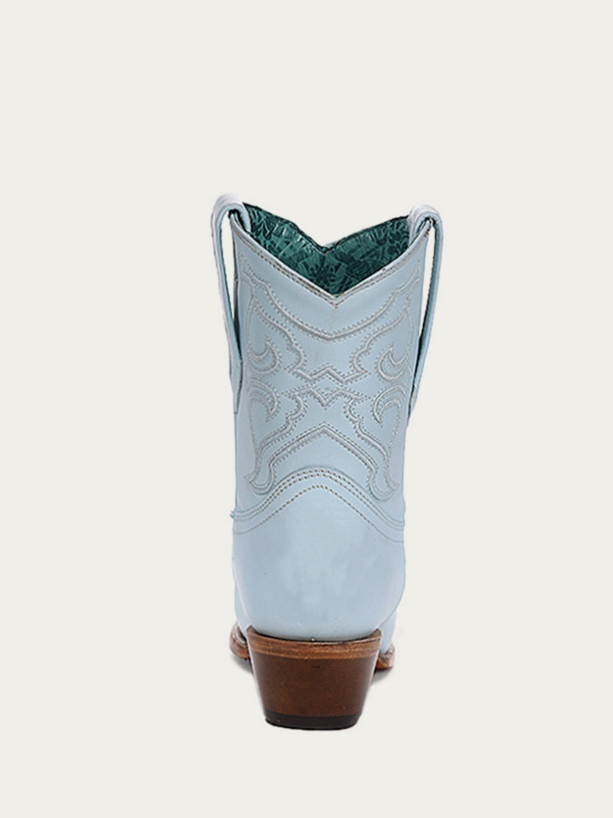 Baby Blue Snip-Toe Embroidery Wide Mid Calf Cowboy Boots For Women