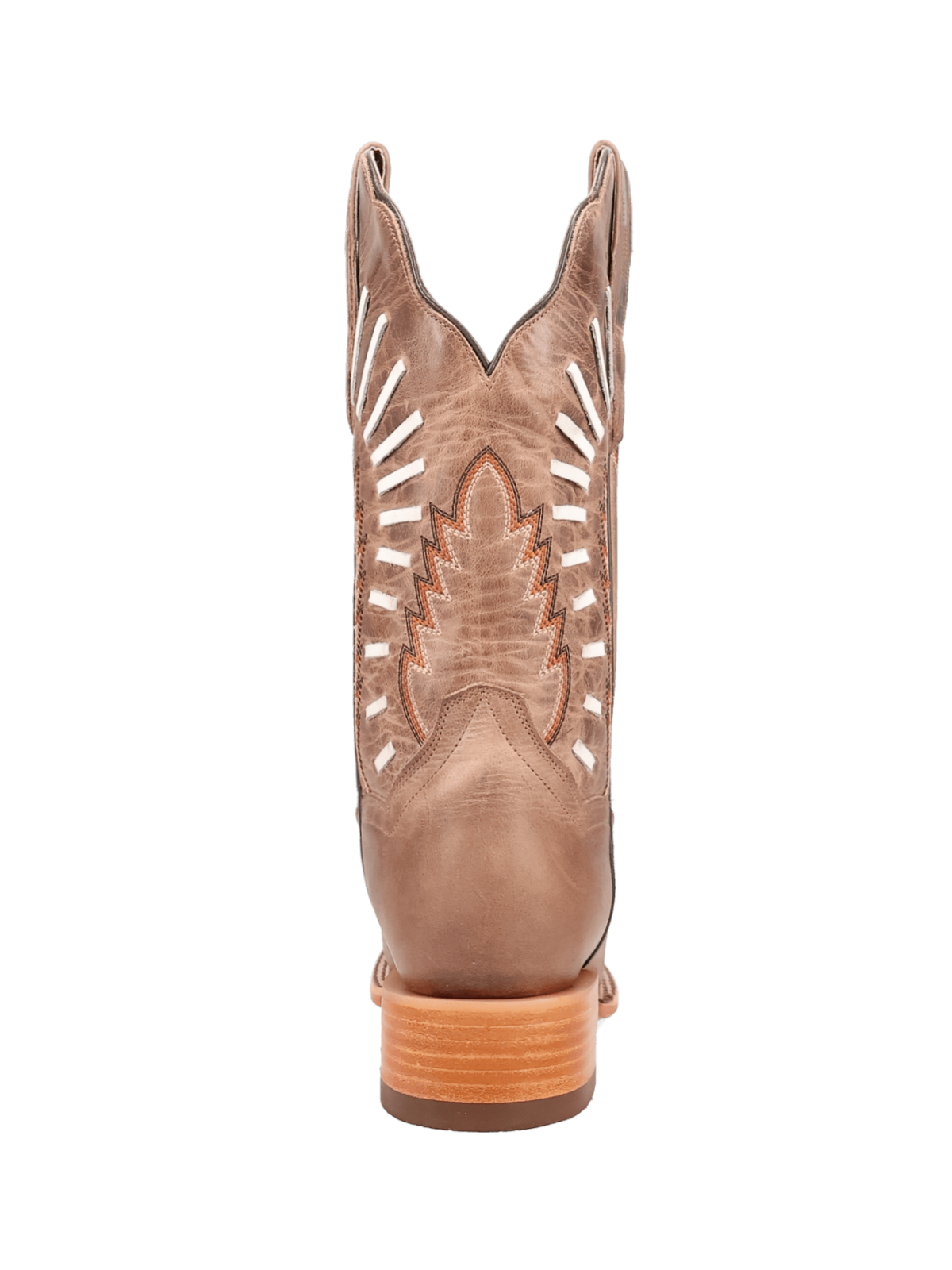 Tan Square-Toe Embroidery And Running Stitch Wide Mid Calf Cowgirl Boots