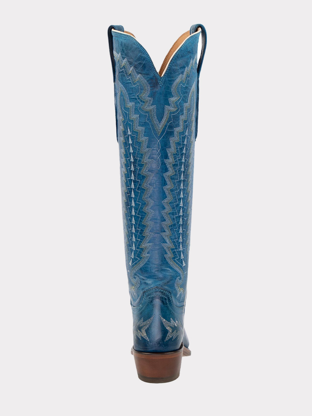 Crinkle Snip-Toe Embroidery Wide Calf Knee High Tall Cowgirl Boots - Blue