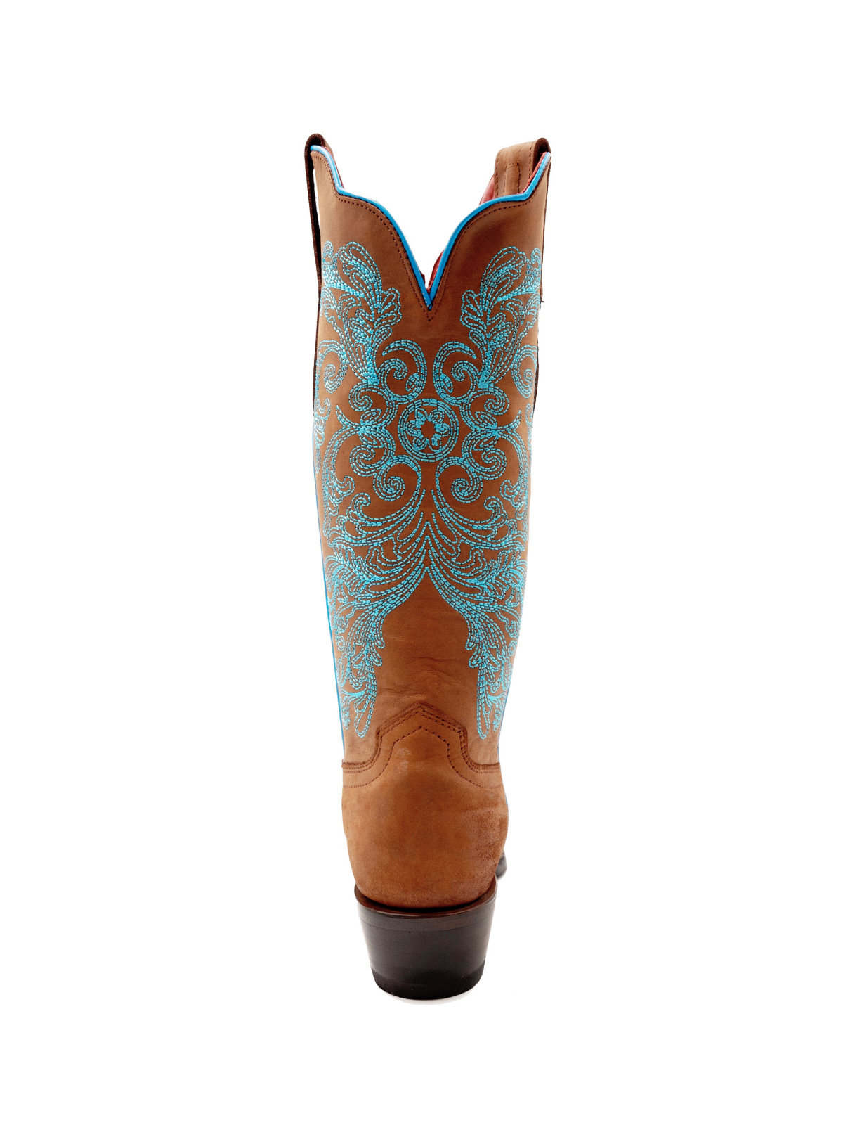 Brown Floral Embroidery Snip-Toe Wide Mid Calf Western Boots Cowgirl Tall Boots