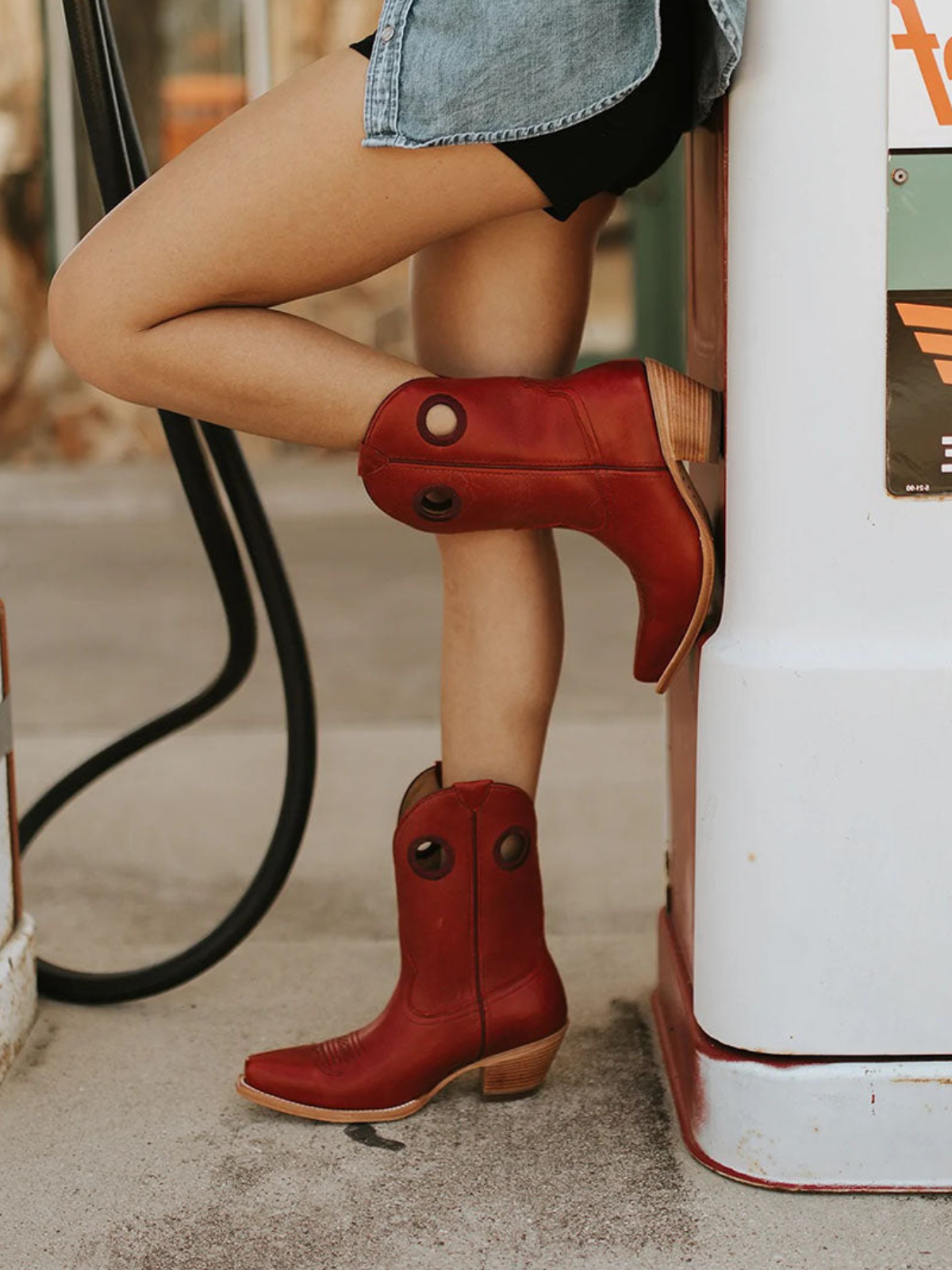 Brown Snip-Toe Cutout Wide Mid Calf Cowgirl Boots