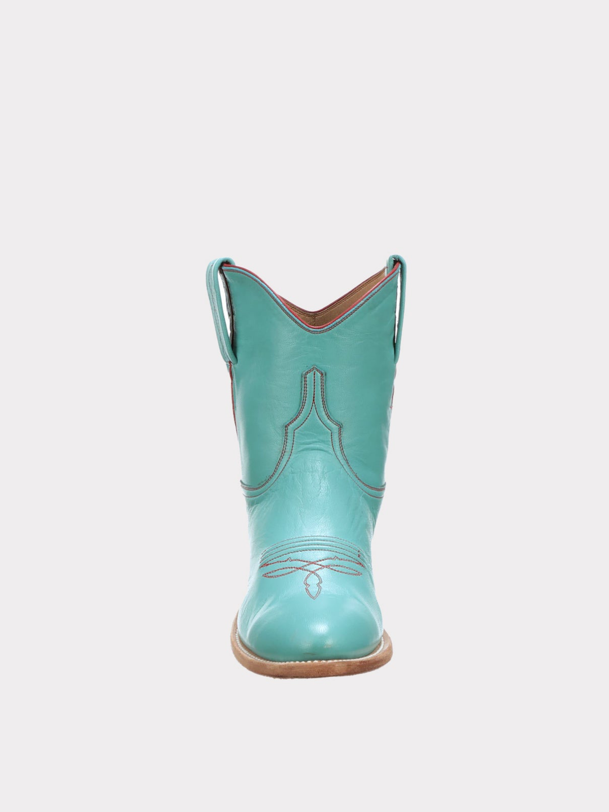 Turquoise Almond-Toe Wide Mid Calf Western Boots For Women