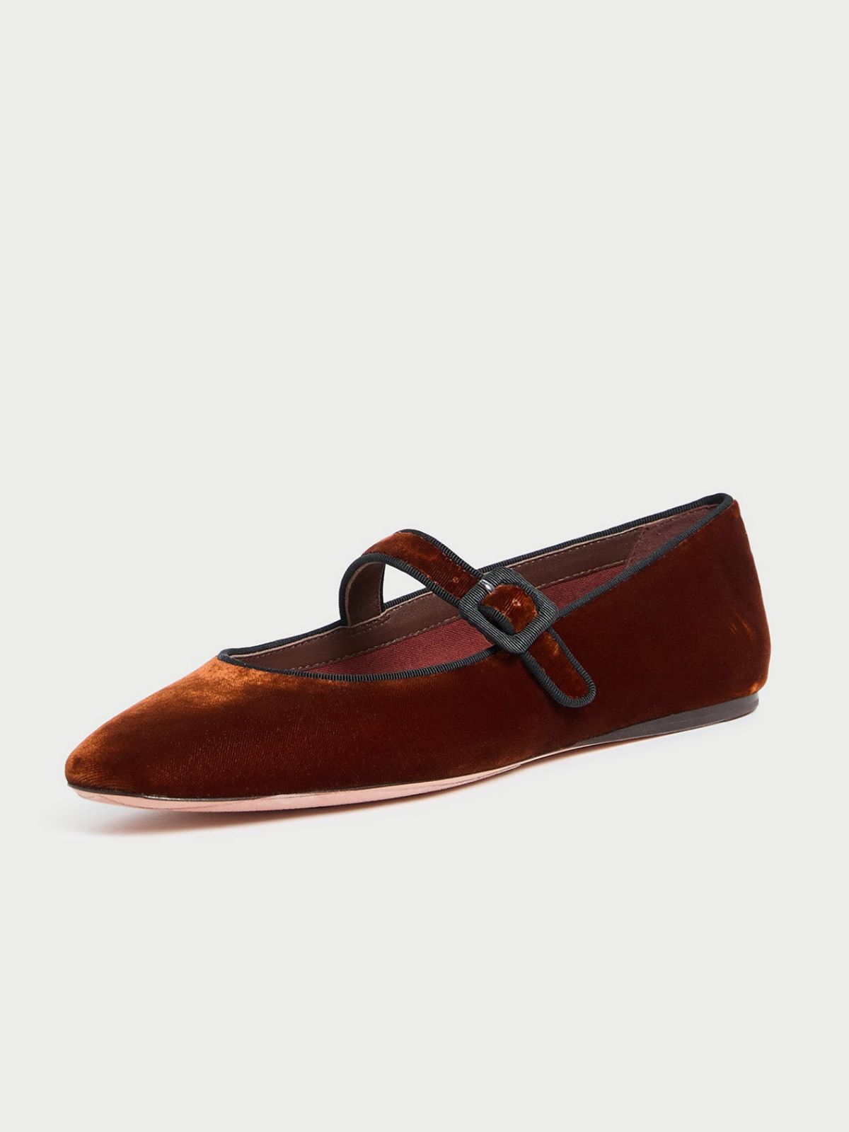 Sienna Velvet Square-Toe Adjustable Bridge Strap Mary Janes Ballet Flats