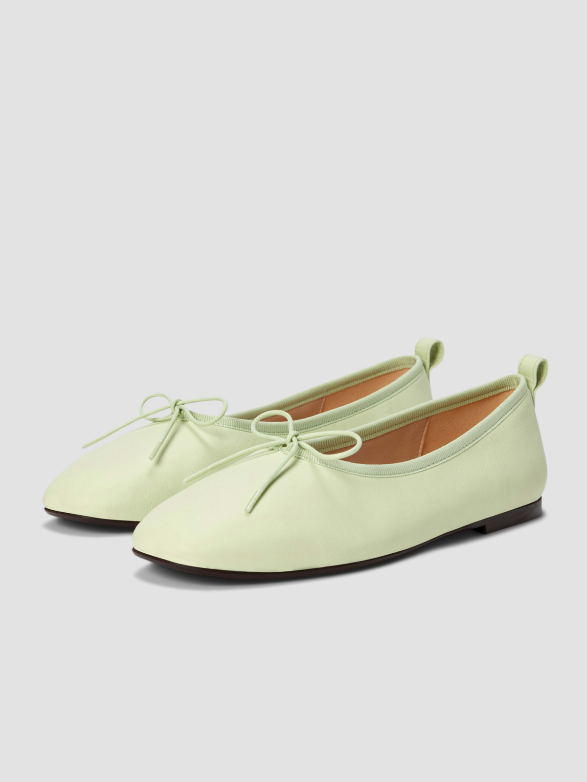 Women's Seafoam Green Vegan Leather Bow Ballet Flats With Square Toe