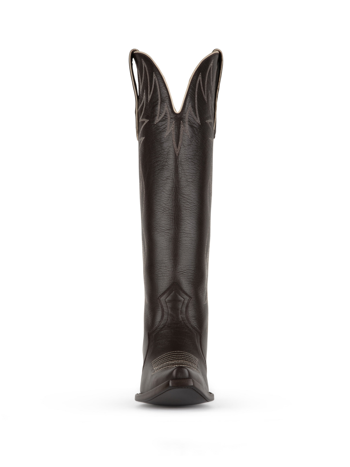 Chocolate Snip-Toe Embroidery Wide Calf Knee High Cowgirl Boots