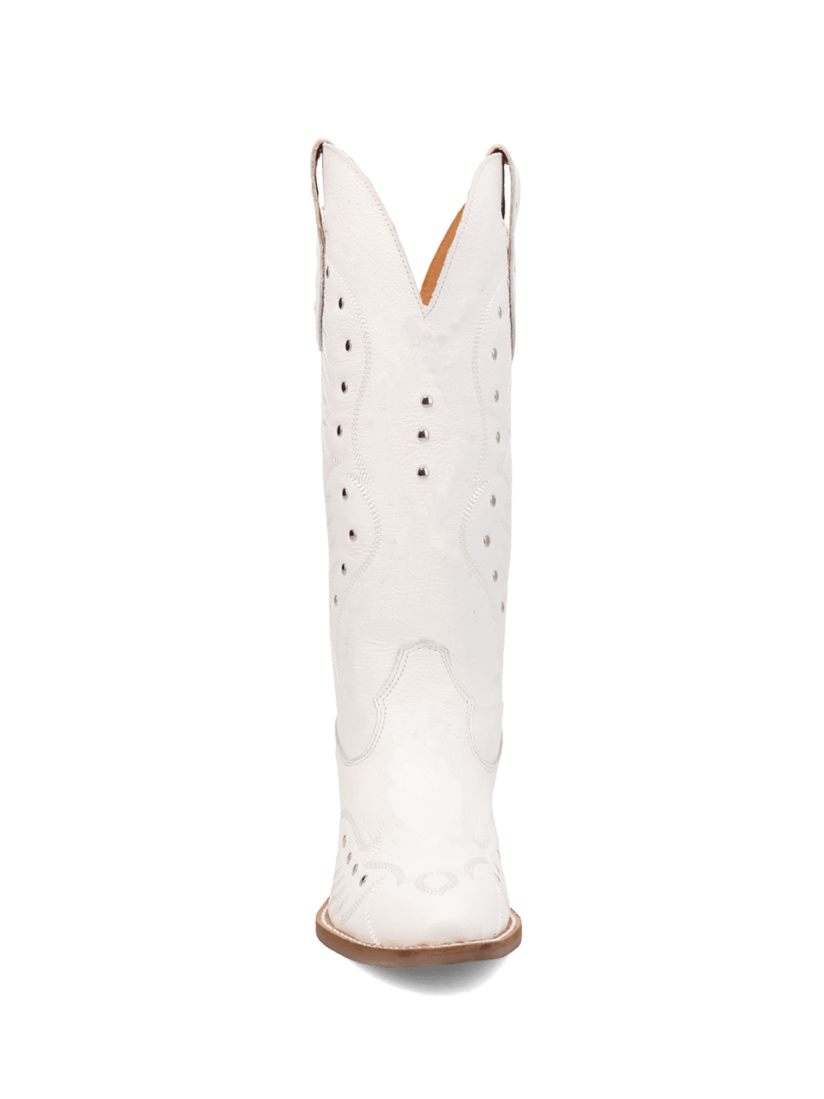 White Snip-Toe Embroidery Wide Mid Calf Cowgirl Boots With Studs