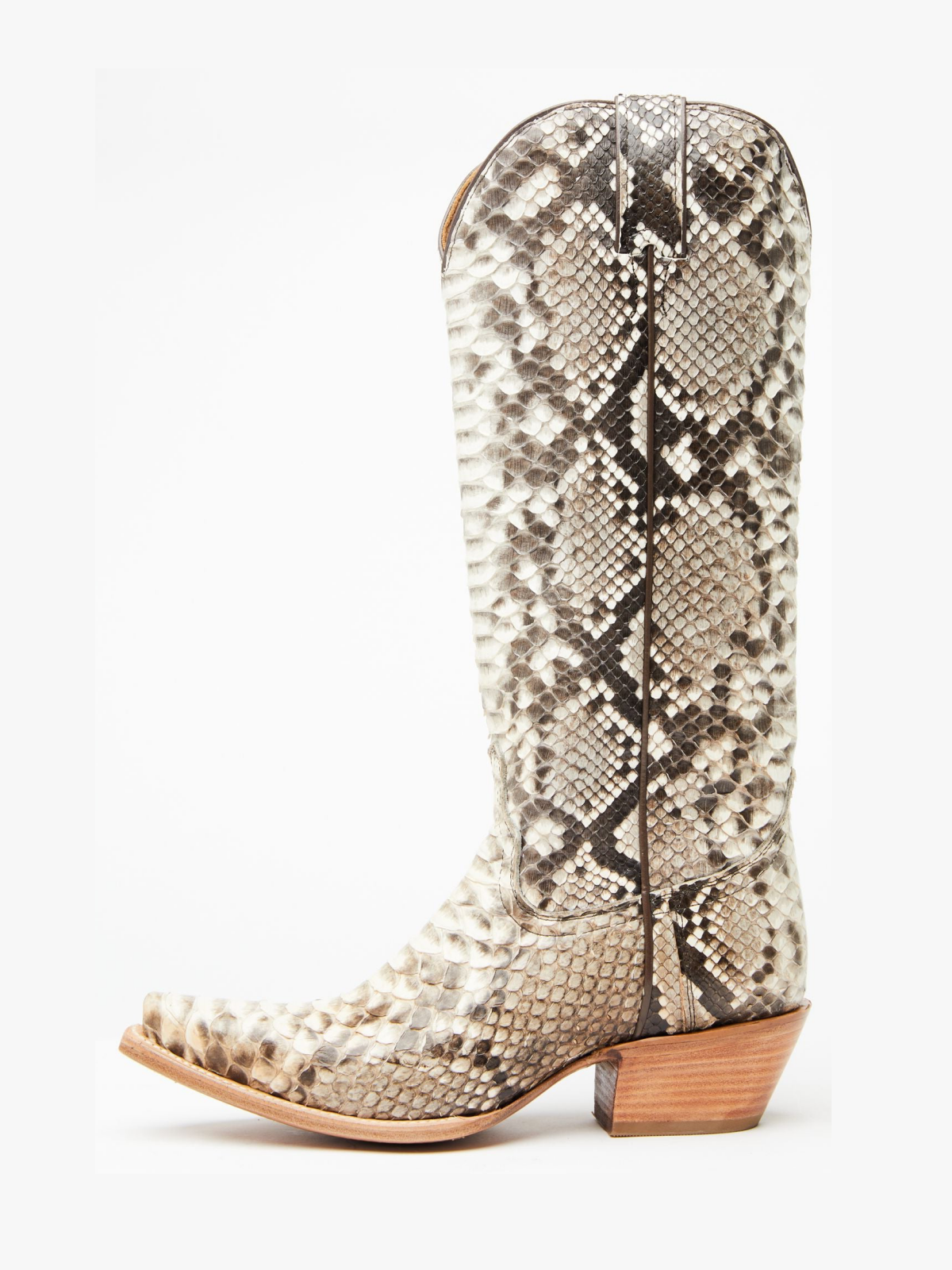 Natural Snakeskin Snip-Toe Wide Mid Calf Tall Cowgirl Boots