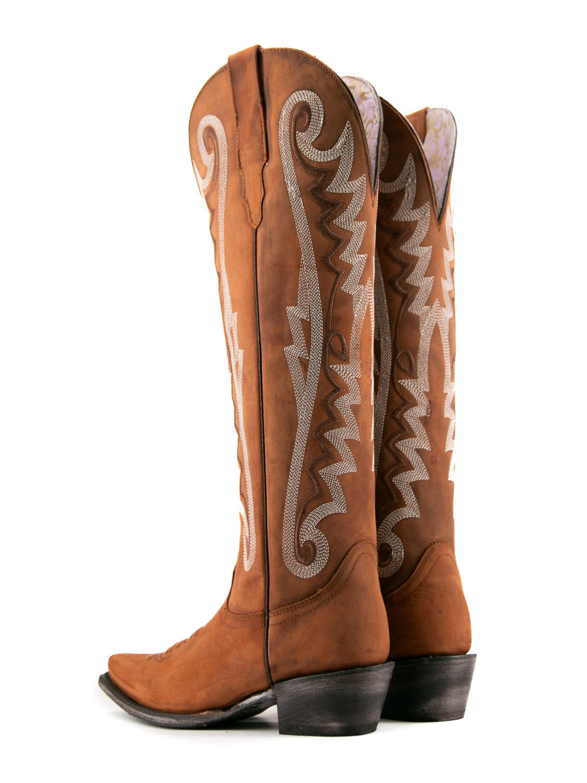 Honey Snip-Toe Half-Zip Embroidery Tall Knee High Cowgirl Boots