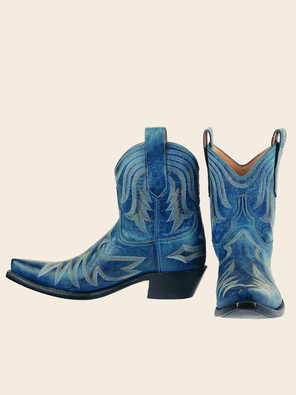 Embroidery Snip-Toe Wide Mid Calf Western Boots For Women - Blue