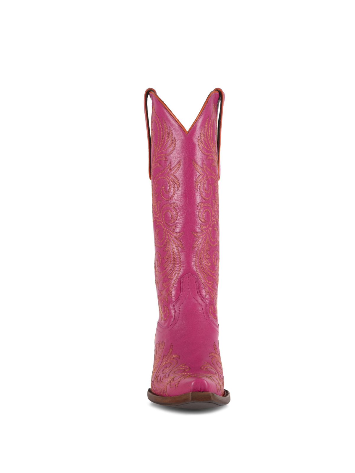 Pink Snip-Toe Embroidery Wide Mid Calf Cowgirl Tall Boots