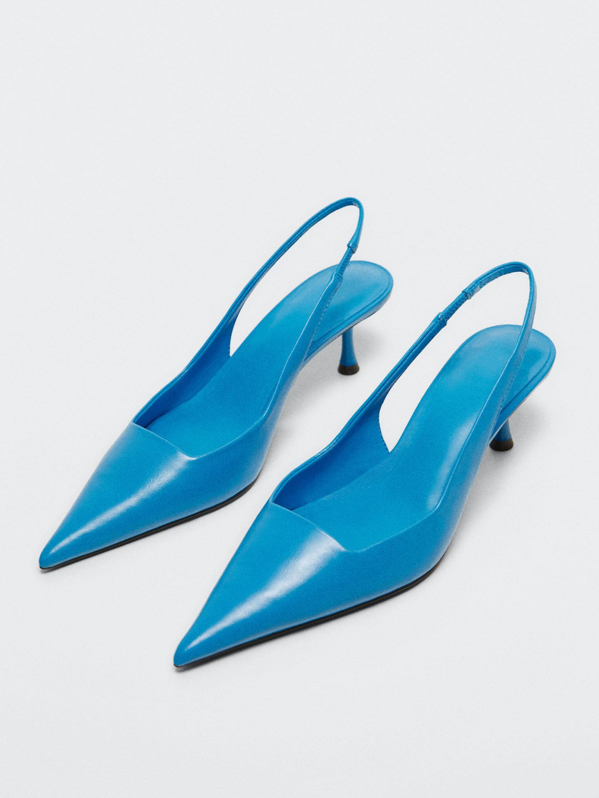 Women Pointed-Toe Kitten Heels Slingback Pumps In Blue