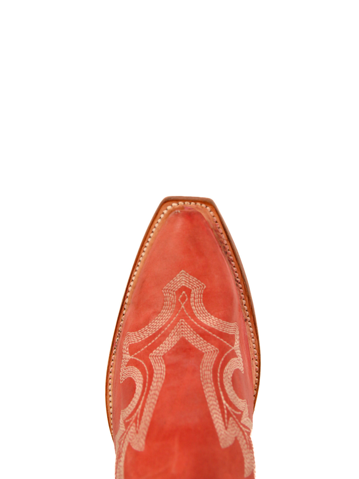 Distressed Red Snip-Toe Half-Zip Classic Embroidery Knee High Tall Cowgirl Boots