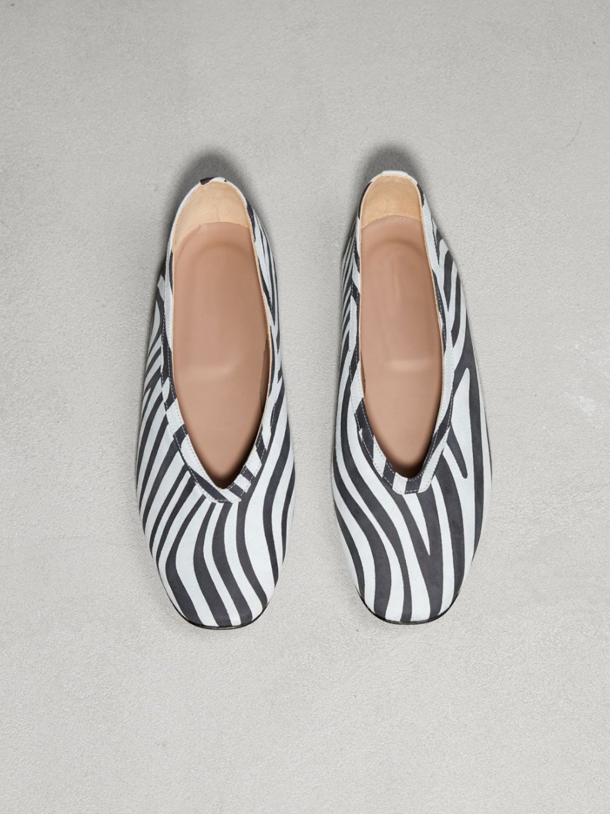 Zebra Stripe Square Toe Slip-On Ballet Flats