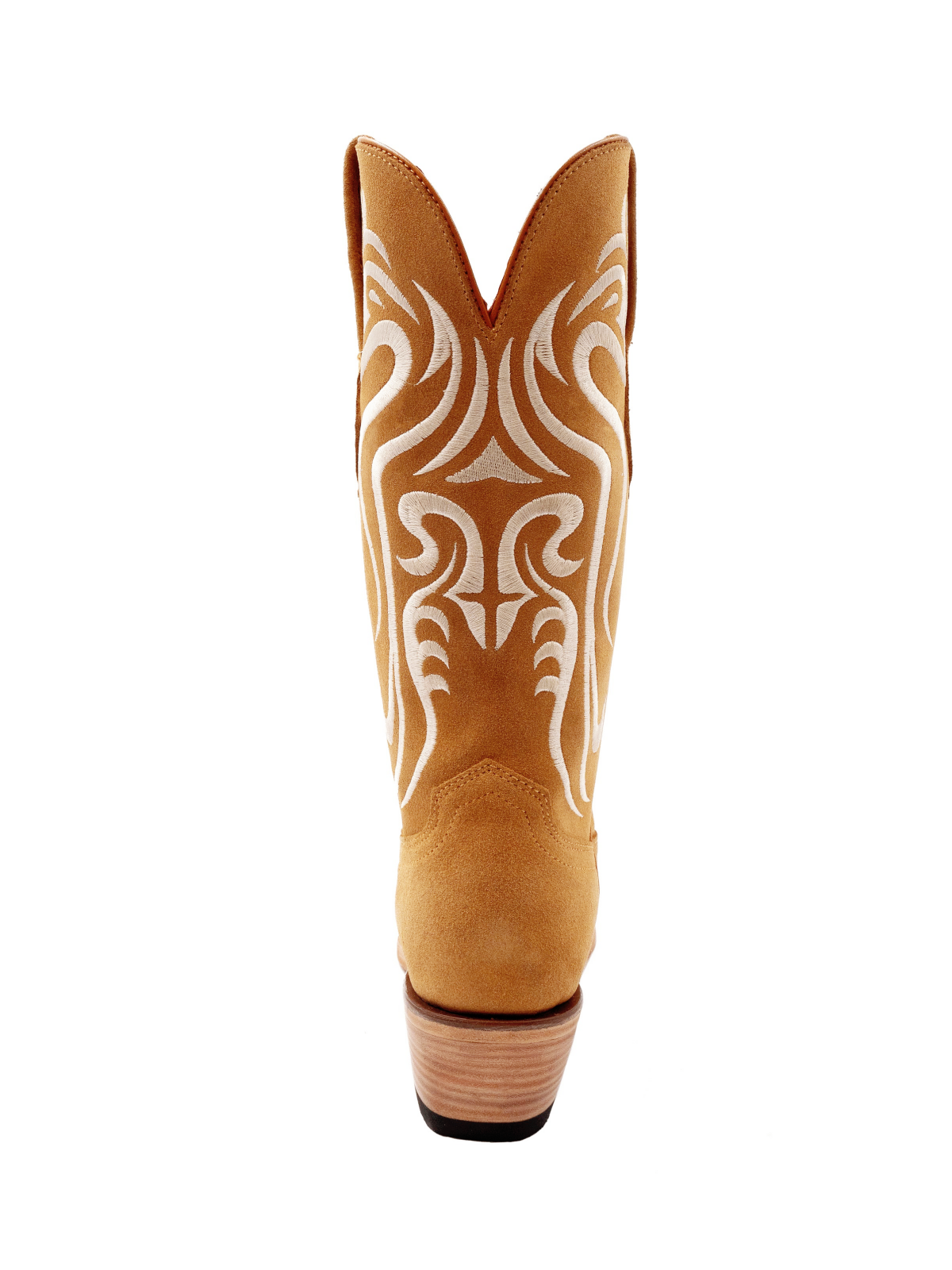 Brown Faux Suede Scroll Embroidery Snip-Toe Cowgirl Tall Boots Wide Mid Calf Western Boots