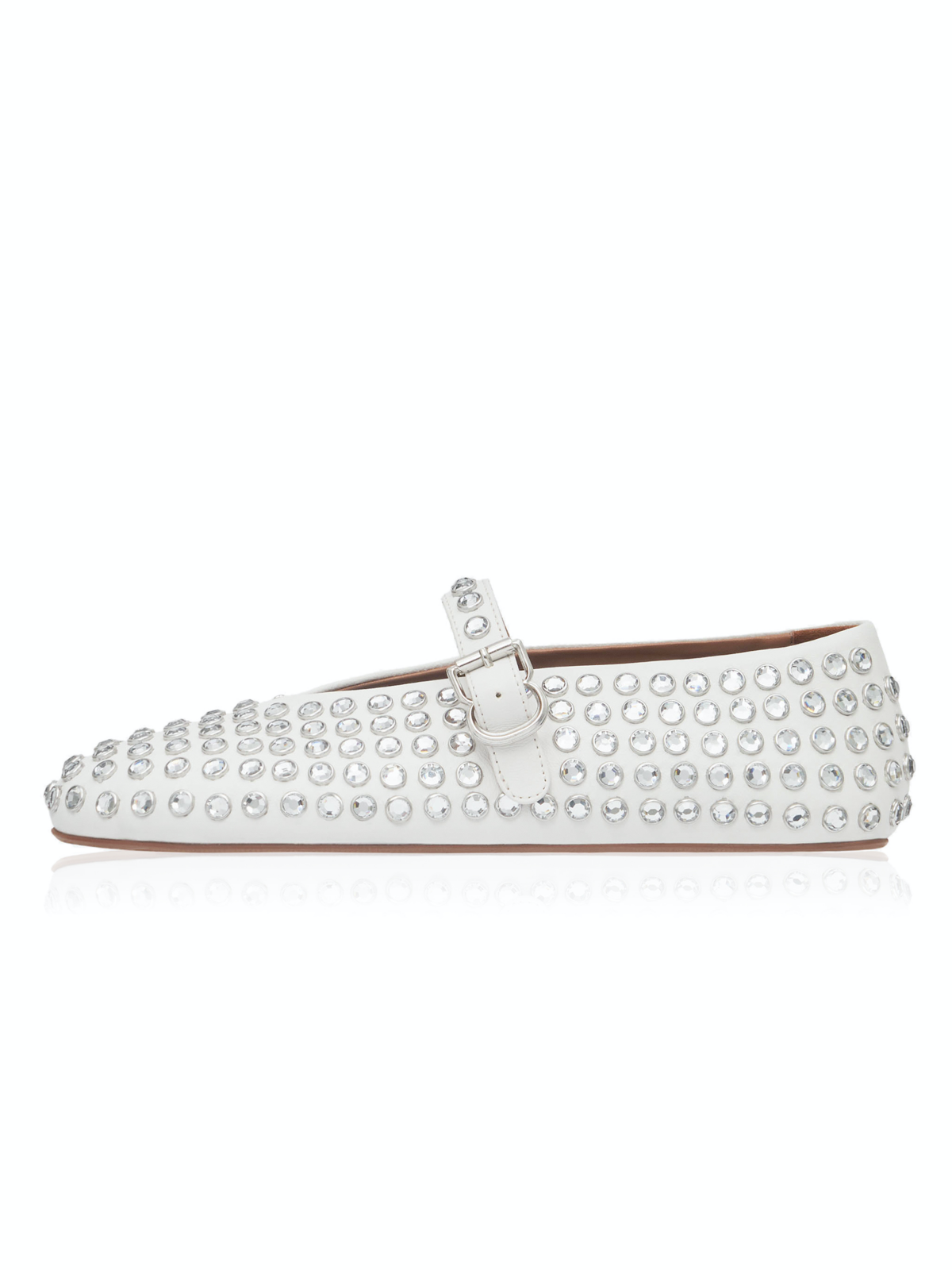 Cute White Sparkle Rhinestone Strass Ballet Flats Mary Janes