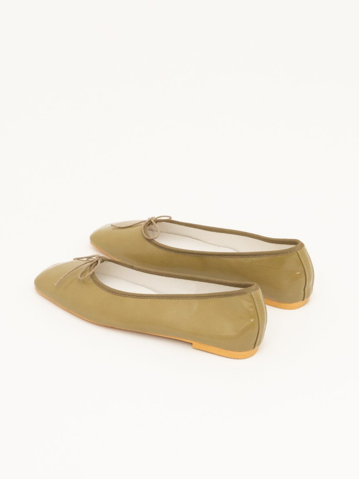 Yellow Vegan Leather Bow Ballet Flats With Square Toe